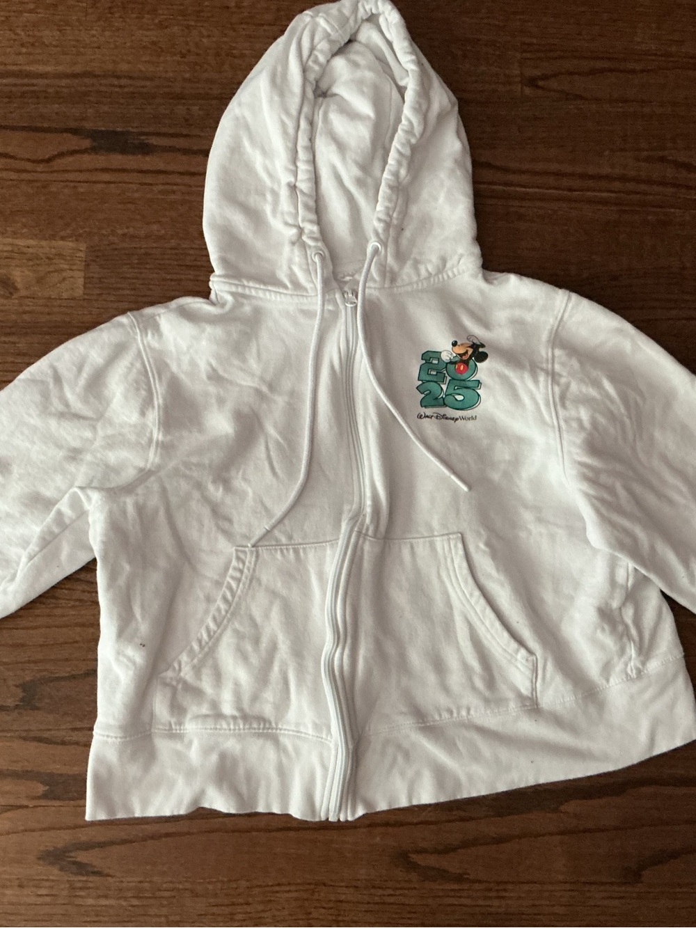Disney White Kids Hoodie with Small Mickey 50 Graphic - Picture 1 of 2